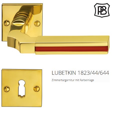 P. B. Lubetkin 1824/44/644 BB Drckergarnitur mit Farbeinlage Messing poliert